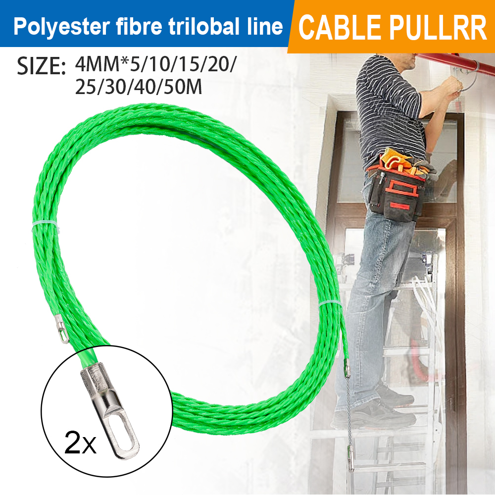 Power Tools Green Color - สายดึงสายไฟไฟเบอร์กลาสขนาด 4 มม. ความยาว 5-50 เมตร